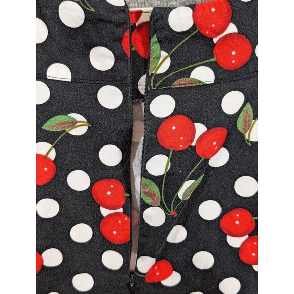 FANCYQUBE Polka Dot Cherry Print Skirt Zipper Detail Women's Feminime - Picture 6 of 16